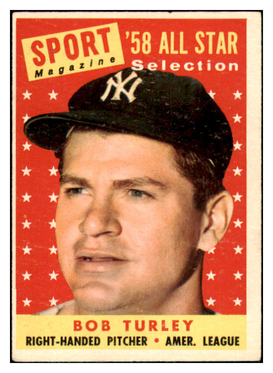 1958 Topps Baseball #493 Bob Turley A.S. Yankees VG-EX 466161