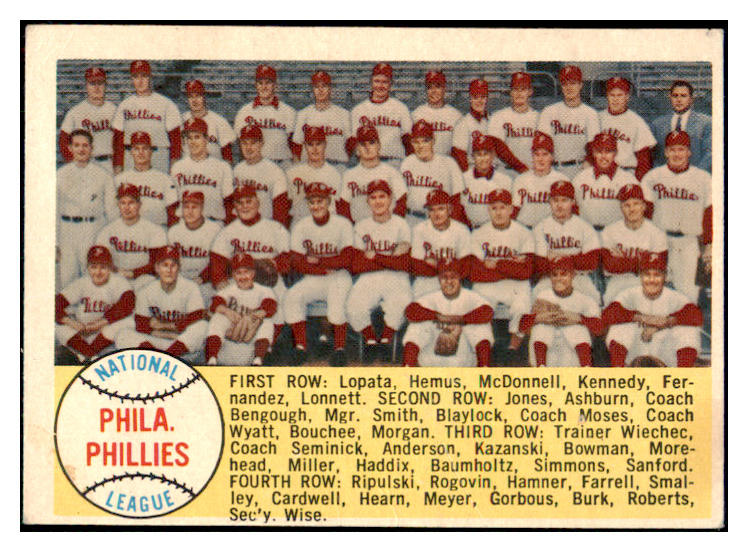 1958 Topps Baseball #134 Philadelphia Phillies Team VG 466167