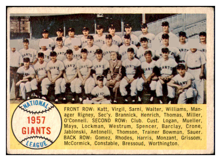 1958 Topps Baseball #019 San Francisco Giants Team EX 466223