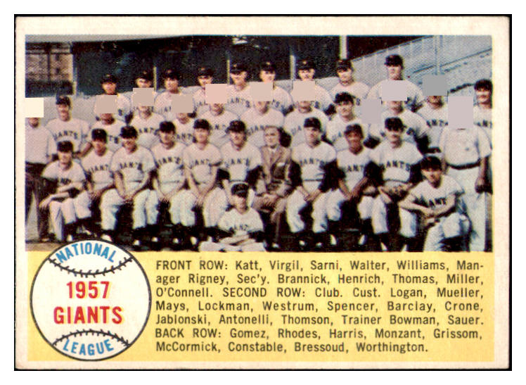 1958 Topps Baseball #019 San Francisco Giants Team VG-EX 466224
