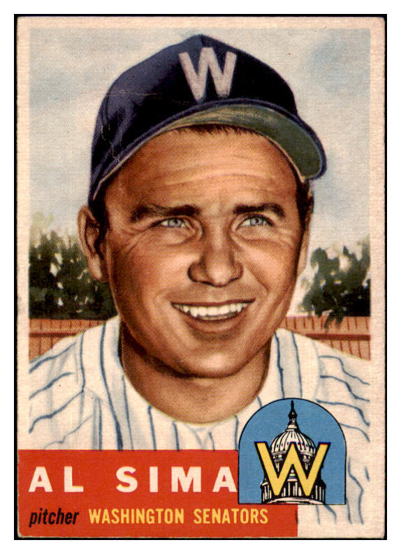 1953 Topps Baseball #241 Al Sima Senators FR-GD ink back 466532
