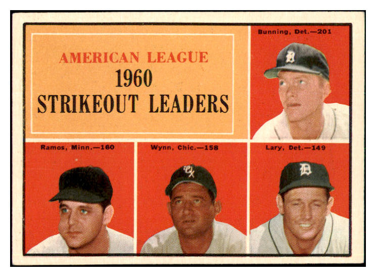 1961 Topps Baseball #050 A.L. Strike Out Leaders Jim Bunning EX-MT 466671