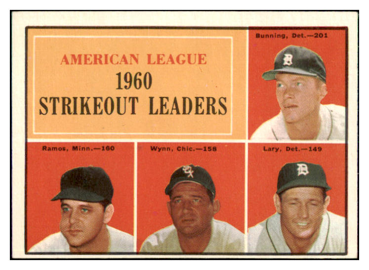 1961 Topps Baseball #050 A.L. Strike Out Leaders Jim Bunning EX-MT 466699
