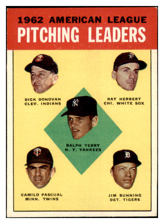 1963 Topps Baseball #008 A.L. Win Leaders Jim Bunning EX-MT 466767