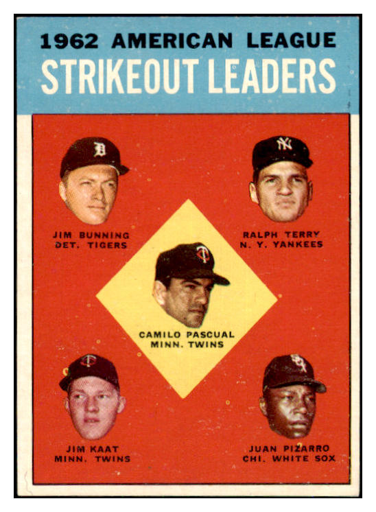 1963 Topps Baseball #010 A.L. Strike Out Leaders Jim Bunning EX-MT 466769