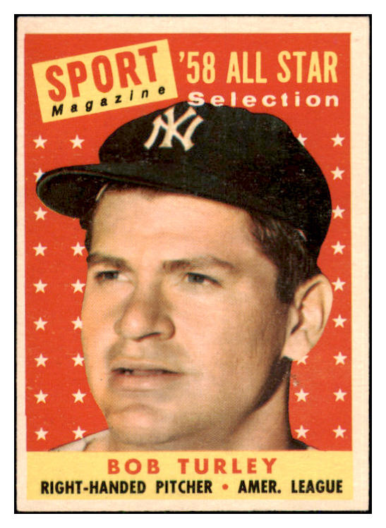 1958 Topps Baseball #493 Bob Turley A.S. Yankees EX-MT 466862