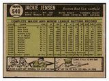 1961 Topps Baseball #540 Jackie Jensen Red Sox EX-MT 466929