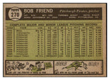 1961 Topps Baseball #270 Bob Friend Pirates EX-MT 466965