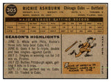 1960 Topps Baseball #305 Richie Ashburn Cubs VG 467149