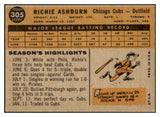 1960 Topps Baseball #305 Richie Ashburn Cubs EX 467162