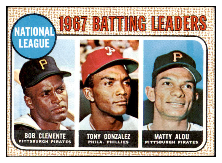 1968 Topps Baseball #001 N.L. Batting Leaders Clemente VG-EX 467342