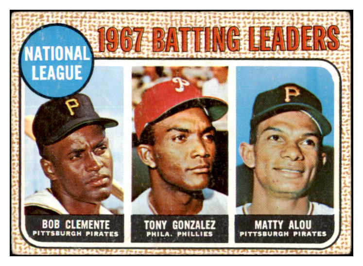 1968 Topps Baseball #001 N.L. Batting Leaders Clemente VG-EX 467389