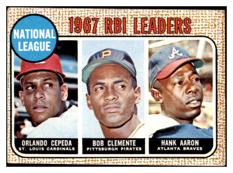 1968 Topps Baseball #003 N.L. RBI Leaders Clemente Aaron VG-EX 467401