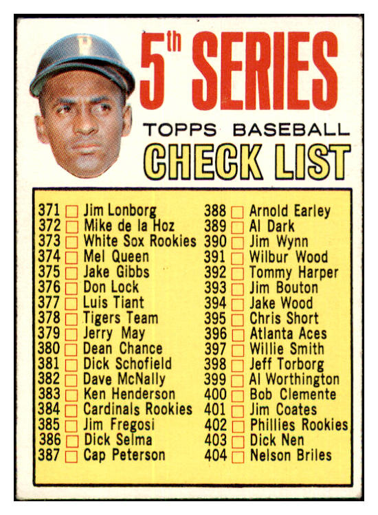 1967 Topps Baseball #361 Checklist 5 Roberto Clemente VG-EX 467453