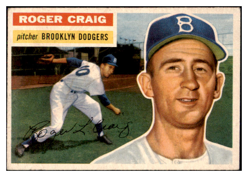 1956 Topps Baseball #063 Roger Craig Dodgers EX Gray 467504