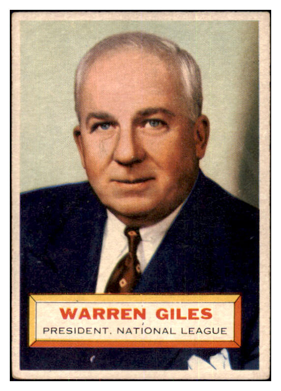 1956 Topps Baseball #002 Warren Giles President EX Gray 467604