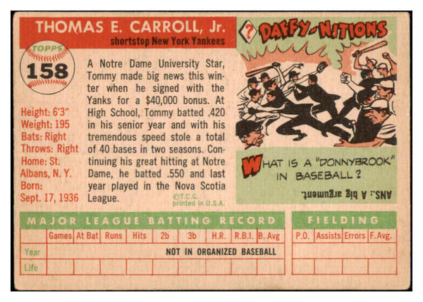 1955 Topps Baseball #158 Tommy Carroll Yankees VG-EX 467715