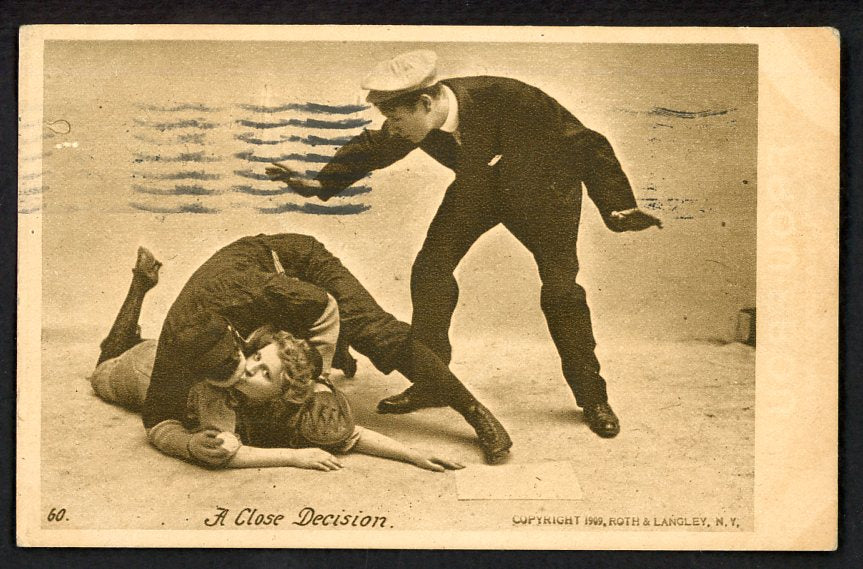 1909 Roth & Langley Baseball Postcards Close Decision GD-VG Posted 467920