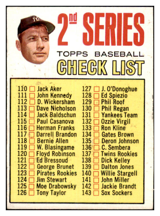 1967 Topps Baseball #103 Checklist 2 Mickey Mantle VG-EX 467976