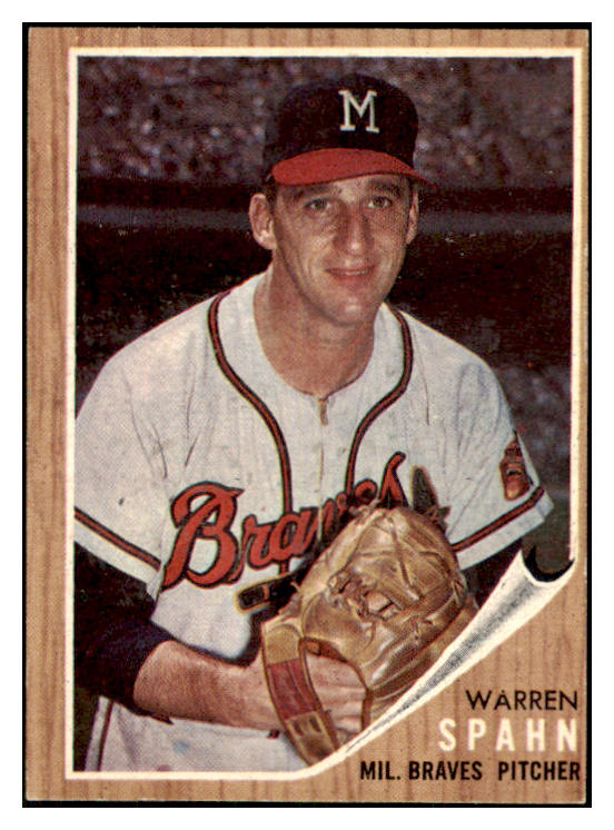 1962 Topps Baseball #100 Warren Spahn Braves EX-MT oc 468117