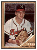 1962 Topps Baseball #100 Warren Spahn Braves EX-MT oc 468117