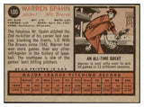 1962 Topps Baseball #100 Warren Spahn Braves EX-MT oc 468117