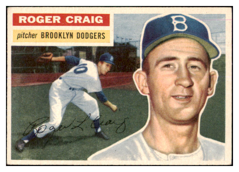 1956 Topps Baseball #063 Roger Craig Dodgers EX White 468385