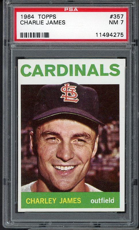 1964 Topps Baseball #357 Charlie James Cardinals PSA 7 NM 468464