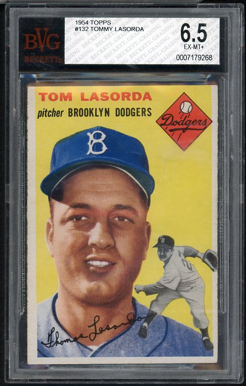 1954 Topps Baseball #132 Tom Lasorda Dodgers BVG 6.5 EX-MT+ 468468