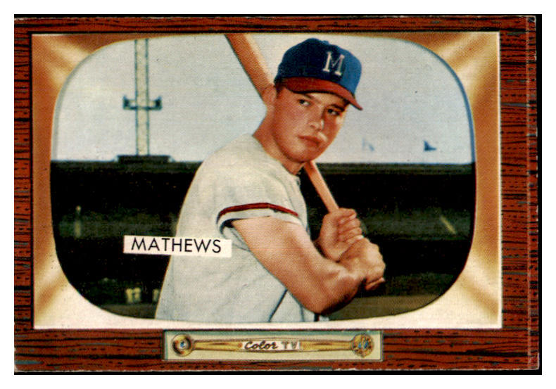 1955 Bowman Baseball #103 Eddie Mathews Braves VG Crease 468797
