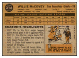 1960 Topps Baseball #316 Willie McCovey Giants VG 468842