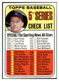 1969 Topps Baseball #412 Checklist 5 Mickey Mantle EX-MT 468967