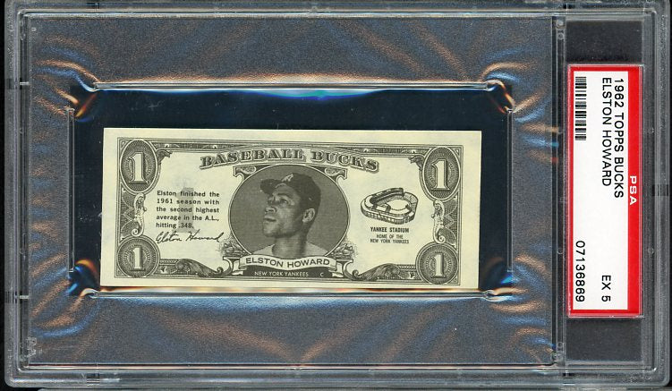 1962 Topps Baseball Bucks Elston Howard Yankees PSA 5 EX