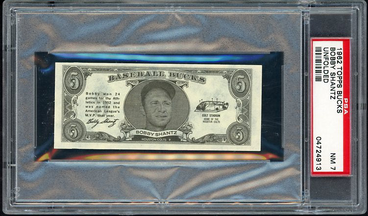 1962 Topps Baseball Bucks Bobby Shantz Colt .45s PSA 7 NM