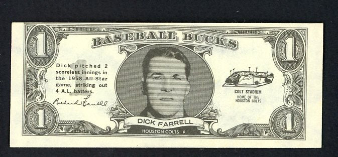 1962 Topps Baseball Bucks Dick Farrell Colt .45s NR-MT oc 469135