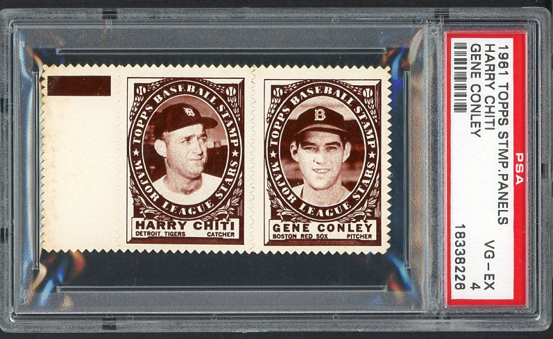 1961 Topps Baseball Stamp Panel Harry Chiti Gene Conley PSA 4 VG-EX