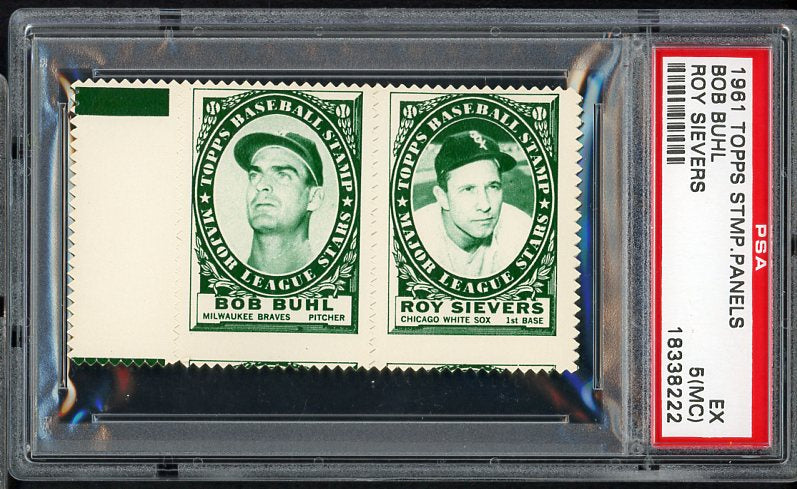 1961 Topps Baseball Stamp Panel Bob Buhl Roy Sievers PSA 5 EX mc