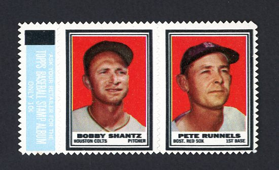 1962 Topps Baseball Stamp Panel Bobby Shantz Pete Runnels NR-MT 469533