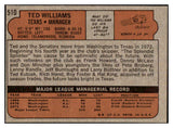 1972 Topps Baseball #510 Ted Williams Rangers EX-MT 469752