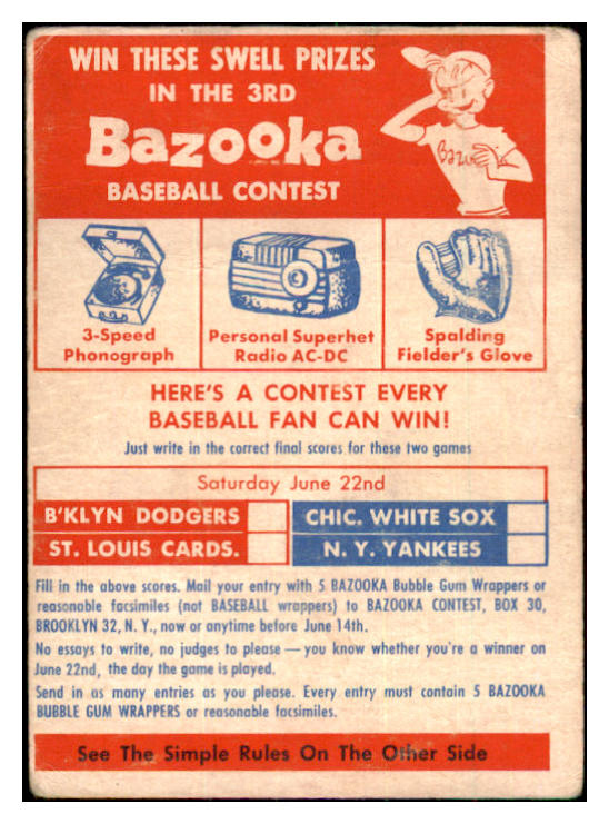 1957 Topps Baseball Contest Card June 22 GD-VG 469829