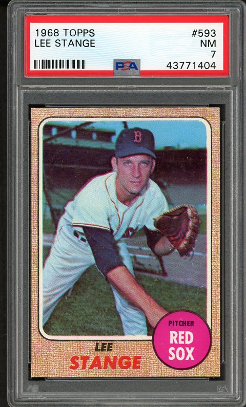 1968 Topps Baseball #593 Lee Stange Red Sox PSA 7 NM 470045