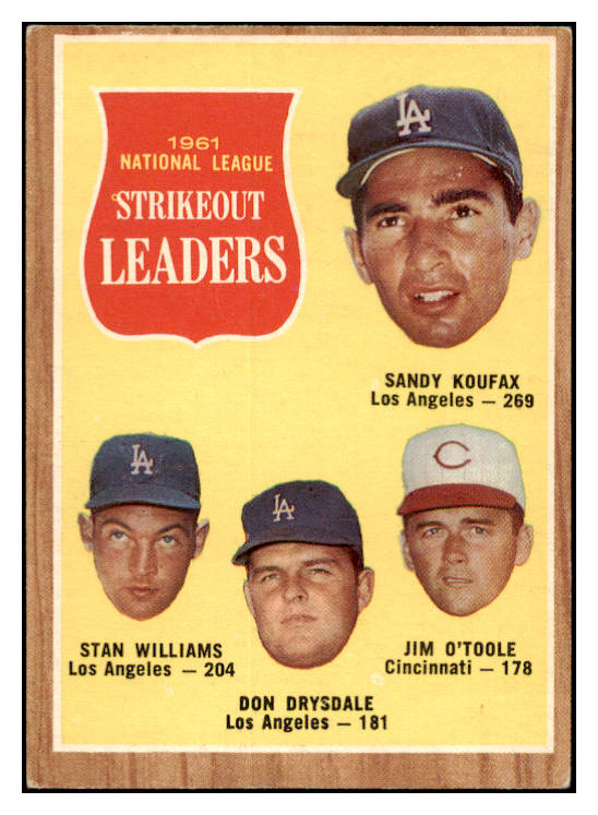 1962 Topps Baseball #060 N.L. Strike Out Leaders Sandy Koufax VG-EX 470184