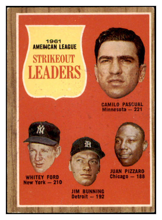 1962 Topps Baseball #059 A.L. Strike Out Leaders Whitey Ford VG-EX 470185