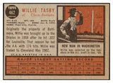 1962 Topps Baseball #462 Willie Tasby Indians EX+/EX-MT No Emblem 470193