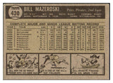 1961 Topps Baseball #430 Bill Mazeroski Pirates VG-EX 470412