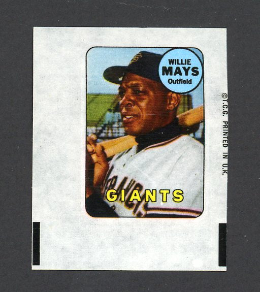 1969 Topps Baseball Decals Willie Mays Giants EX-MT 470488