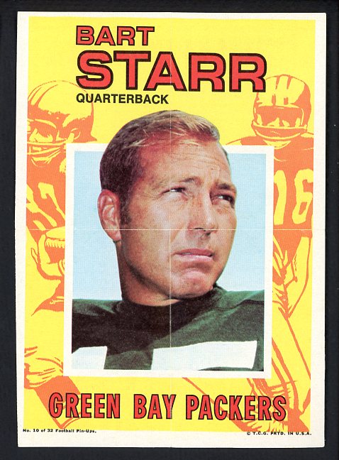 1971 Topps Football Pin Up #010 Bart Starr Packers EX 470518