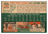 1954 Topps Baseball #156 Joe Coleman Orioles EX-MT 470701