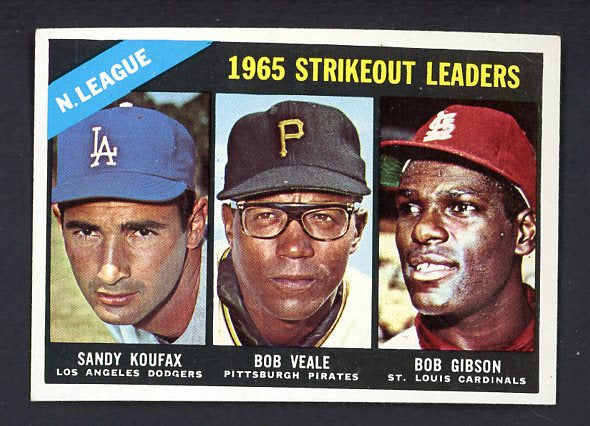 1966 Topps Baseball #225 N.L. Strike Out Leaders Sandy Koufax EX 470741