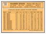 1963 Topps Baseball #320 Warren Spahn Braves EX-MT 470774